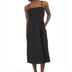 Sleeveless Smocked V Waist Basque Dress